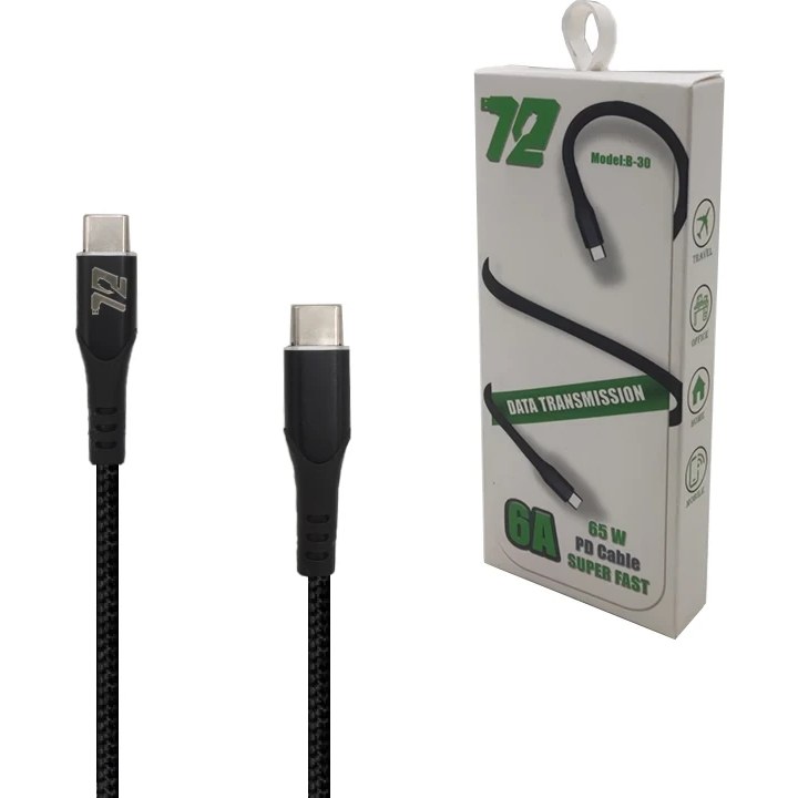 کابل دوسر تایپ سی فست شارژ 65 وات مدل B-30