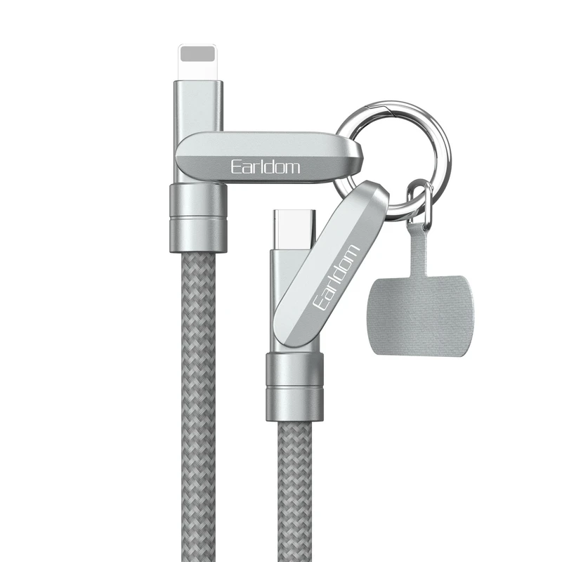 کابل شارژ تبدیل USB-C به لایتنینگ ارلدام مدل 2IN1 208C-L طول 1.2 متر